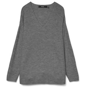 VERO MODA Stickad damtröja VMCREWLEFILE tröja, Medium grå melerad, XL VERO MODA Stickad damtröja VMCREWLEFILE tröja, Medium grå melerad, XL