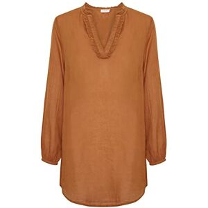 Cream damblus Tunic Longline V-Neck Frill Detaljer långa ärmar tröja, läderbrun, 36 Cream damblus Tunic Longline V-Neck Frill Detaljer långa ärmar tröja, läderbrun, 36