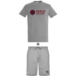 AMERICAN COLLEGE USA Tvådelad T-shirt + blandade shorts, Färg: grå, M AMERICAN COLLEGE USA Tvådelad T-shirt + blandade shorts, Färg: grå, M