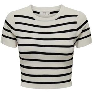 JDY cirkeline S/S crop top KNT Noos stickad topp, Molndansare/ränder: svarta ränder, M JDY cirkeline S/S crop top KNT Noos stickad topp, Molndansare/ränder: svarta ränder, M
