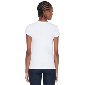 Giorgio Armani Basic T-shirt för kvinnor med logotyp på byst, Vitt, S Giorgio Armani Basic T-shirt för kvinnor med logotyp på byst, Vitt, S