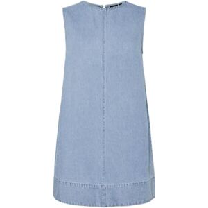 PIECES Pcflora Sl Mini Denim Dress Noos, Ljusblå denim, XS PIECES Pcflora Sl Mini Denim Dress Noos, Ljusblå denim, XS