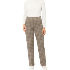Brax Peggy flared modern check jersey byxor, Grå/kamel, 36W x 30L Brax Peggy flared modern check jersey byxor, Grå/kamel, 36W x 30L