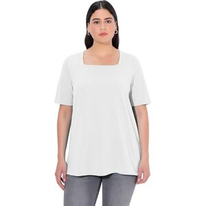 Ulla Popken Damer, A-linje, carree-hals, halvärm T-shirt, Vit ut, 46/L Ulla Popken Damer, A-linje, carree-hals, halvärm T-shirt, Vit ut, 46/L