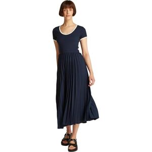 Tommy Hilfiger Dam KONTRAST MJUK V-NK PLEAT KLÄNNING WW0WW44618, blå, M, Blå (mörk natt marinblå), M Tommy Hilfiger Dam KONTRAST MJUK V-NK PLEAT KLÄNNING WW0WW44618, blå, M, Blå (mörk natt marinblå), M