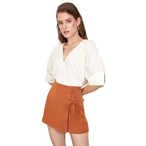 Trendyol Dam basic hög midja smal passform shorts shorts, Camel, 64 SE Trendyol Dam basic hög midja smal passform shorts shorts, Camel, 64 SE