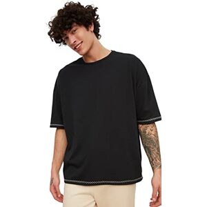 Trendyol Herr svart herr oversize cykelhalsband kortärmad NA t-shirt, M Trendyol Herr svart herr oversize cykelhalsband kortärmad NA t-shirt, M