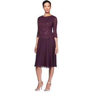 Alex Evenings Alex Dam Tea Längd Sequin Mock Dress (Petite and Regular) klänning för speciella tillfällen, Djup plommon, 46 petite Alex Evenings Alex Dam Tea Längd Sequin Mock Dress (Petite and Regular) klänning för speciella tillfällen, Djup plommon, 46 petite