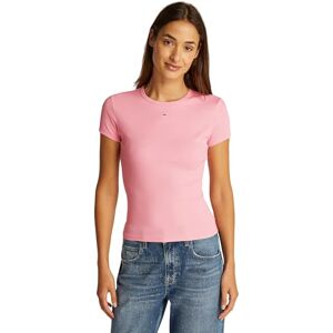 Tommy Jeans dam TJW Slim Essential Rib SS DW0DW17383 S/S t-shirt, rosa (rosa socker), XL, Rosa (rosa socker), XL Tommy Jeans dam TJW Slim Essential Rib SS DW0DW17383 S/S t-shirt, rosa (rosa socker), XL, Rosa (rosa socker), XL