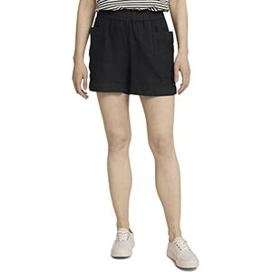 TOM TAILOR Denim Damer paperbag shorts linne 1020322, 14482 Deep Black, XL TOM TAILOR Denim Damer paperbag shorts linne 1020322, 14482 Deep Black, XL