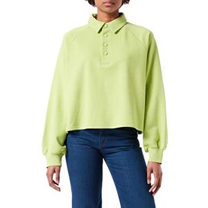 NA-KD damtröja med knappar polokrage, Lime ljus, XS NA-KD damtröja med knappar polokrage, Lime ljus, XS