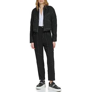 DKNY Damers långärmad crinkle dressing jacka, svart, XS, svart, XS DKNY Damers långärmad crinkle dressing jacka, svart, XS, svart, XS