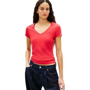 Tommy Jeans Dam Tjw Slim V-ringad Tee Dw0Dw20458 S/S t-shirt, röd (röd varning), XXS Tommy Jeans Dam Tjw Slim V-ringad Tee Dw0Dw20458 S/S t-shirt, röd (röd varning), XXS