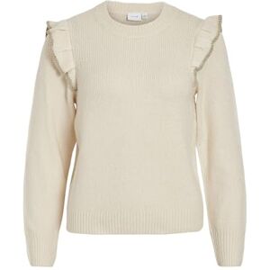 Vila Vinanzy L/S O-Neck Flounce Knit topp/Bf, Björk, L Vila Vinanzy L/S O-Neck Flounce Knit topp/Bf, Björk, L