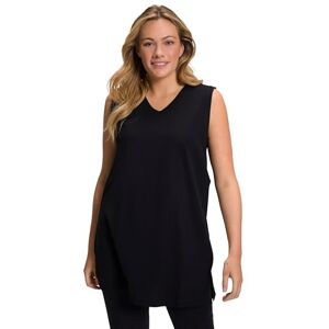 Ulla Popken damtopp, V-hals, avslappnad, ärmlös, bomull t-shirt, svart, 46-48 Ulla Popken damtopp, V-hals, avslappnad, ärmlös, bomull t-shirt, svart, 46-48