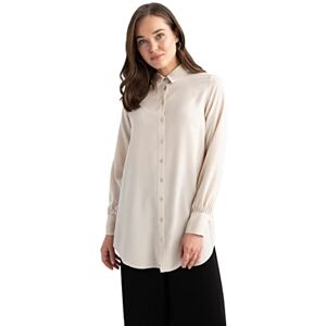 DeFacto Långärmad skjortblus, skjorta med knappar för fritidskläder, Lt.beige, XXL DeFacto Långärmad skjortblus, skjorta med knappar för fritidskläder, Lt.beige, XXL