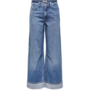 ONLY ONLHOPE HW Wide FOLD UP DNM CRO, Mellanblå denim, 30W x 32L ONLY ONLHOPE HW Wide FOLD UP DNM CRO, Mellanblå denim, 30W x 32L