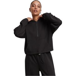 Urban Classics Damhuvtröja med mjuk touch med dragkedja – skuren huvtröja med halvdragkedja, dragsko vid fållen, känguruficka, mjuk bomullsblandning, svart, XL Urban Classics Damhuvtröja med mjuk touch med dragkedja – skuren huvtröja med halvdragkedja, dragsko vid fållen, känguruficka, mjuk bomullsblandning, svart, XL