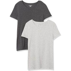 Amazon Essentials Women's Kortärmad T-shirt med rund hals klassisk passform, Pack of 2, Kolsvart ljung/Ljusgrå ljung, XS Amazon Essentials Women's Kortärmad T-shirt med rund hals klassisk passform, Pack of 2, Kolsvart ljung/Ljusgrå ljung, XS