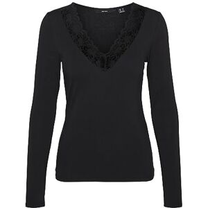 VERO MODA VMROSA LS V-hals snörning top GA JRS NOOS, svart, S VERO MODA VMROSA LS V-hals snörning top GA JRS NOOS, svart, S