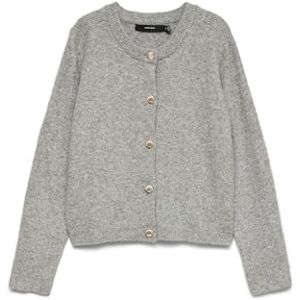 VERO MODA Vmfiona Ls Short Button Cardigan Boo, Ljusgrå melange, S VERO MODA Vmfiona Ls Short Button Cardigan Boo, Ljusgrå melange, S