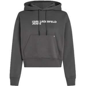 KARL LAGERFELD JEANS , kvinnor, mattail logotyp Hoddie, normal passform, magnet, L, GRÅ, L KARL LAGERFELD JEANS , kvinnor, mattail logotyp Hoddie, normal passform, magnet, L, GRÅ, L