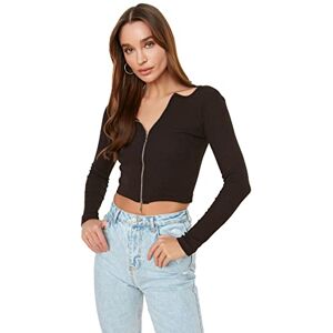 Trendyol Dam brun dragkedja stickad blus blus, brun, extra liten Trendyol Dam brun dragkedja stickad blus blus, brun, extra liten