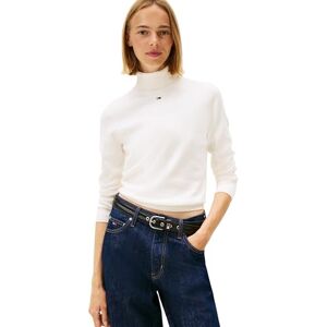 Tommy Jeans TJW Essential TRTLNK tröja DW0DW21672, vit, S, Vit (uråldrigt vit), S Tommy Jeans TJW Essential TRTLNK tröja DW0DW21672, vit, S, Vit (uråldrigt vit), S
