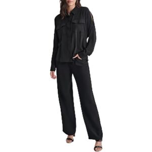 DKNY Kvinnors långa ärmar skärning axel knapp front blus, svart, stor, svart, L DKNY Kvinnors långa ärmar skärning axel knapp front blus, svart, stor, svart, L