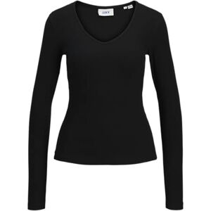 JJXX JACK & JONES Jxfreya STR Ls V-hals topp JRS, svart, S JJXX JACK & JONES Jxfreya STR Ls V-hals topp JRS, svart, S