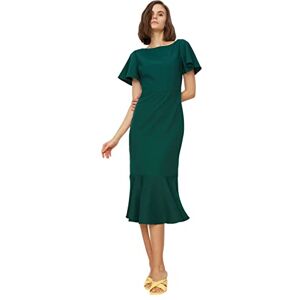 Trendyol Dam Bodycon Basics Midi Wrapover normal passform vävd klänning, Grün, 68 SE Trendyol Dam Bodycon Basics Midi Wrapover normal passform vävd klänning, Grün, 68 SE