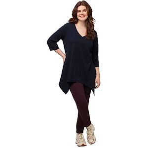 Ulla Popken damer stora storlekar överdimensionerade plus size skjorta, dragkedja fåll, V-hals, 3/4-arm, ekologisk bomull 808082, marinblå, 58/60 Ulla Popken damer stora storlekar överdimensionerade plus size skjorta, dragkedja fåll, V-hals, 3/4-arm, ekologisk bomull 808082, marinblå, 58/60