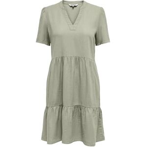 ONLY Onltiri-Caro S/S V-hals Lin Dress Cc PNT klänning, Oljegrön, XS ONLY Onltiri-Caro S/S V-hals Lin Dress Cc PNT klänning, Oljegrön, XS