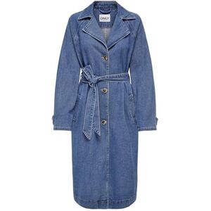 ONLY trenchcoat för kvinnor, Fly-Away, krage, muddar med knapp, kappa, Mellanblå denim, S ONLY trenchcoat för kvinnor, Fly-Away, krage, muddar med knapp, kappa, Mellanblå denim, S