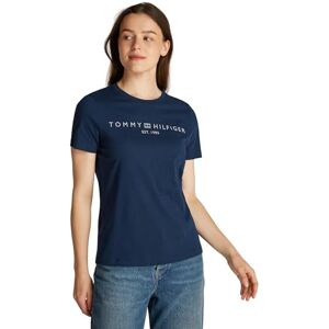 Tommy Hilfiger Dam REG Corp Logo C-NK SS WW0WW40276 S/S t-shirt, blå, XL, Blå (mörk natt marinblå), XL Tommy Hilfiger Dam REG Corp Logo C-NK SS WW0WW40276 S/S t-shirt, blå, XL, Blå (mörk natt marinblå), XL