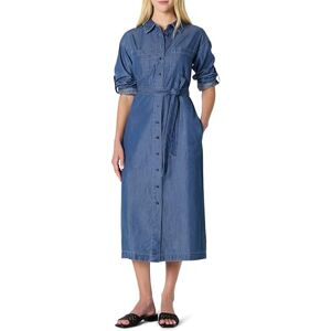 Amazon Essentials dam normal passform denim Chambray långärmad midi-klänning med knappar, Klassisk medium tvätt, M Amazon Essentials dam normal passform denim Chambray långärmad midi-klänning med knappar, Klassisk medium tvätt, M