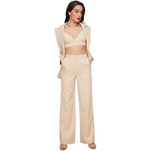 Trendyol Dam medium midja breda ben byxor, sten, 40 Trendyol Dam medium midja breda ben byxor, sten, 40