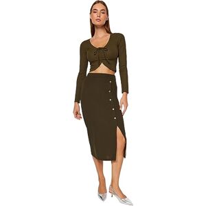 Trendyol S/36 Kaki Mörk Midi Kjol - Dam Trendyol S/36 Kaki Mörk Midi Kjol - Dam