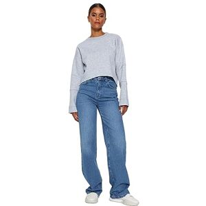 Trendyol Damjeans dam raka breda ben hög midja jeans, blå, 44 Trendyol Damjeans dam raka breda ben hög midja jeans, blå, 44