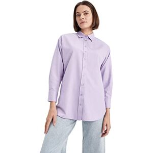 DeFacto Långärmad skjortblus, skjorta med knappar för fritidskläder, lila, M DeFacto Långärmad skjortblus, skjorta med knappar för fritidskläder, lila, M