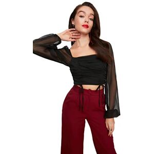 Trendyol Detaljerad blus för kvinnor, bindor blus, svart, 34 Trendyol Detaljerad blus för kvinnor, bindor blus, svart, 34