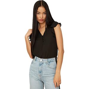 Trendyol Damer knapp detaljerad draperad halv transparent blus blus, svart, 42 Trendyol Damer knapp detaljerad draperad halv transparent blus blus, svart, 42