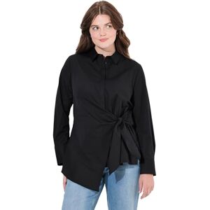 Ulla Popken damer stora storlekar överdimensionerade plus size blus, draperad, skjortkrage, långärmad, ekologisk bomull, svart, 54-56 Ulla Popken damer stora storlekar överdimensionerade plus size blus, draperad, skjortkrage, långärmad, ekologisk bomull, svart, 54-56