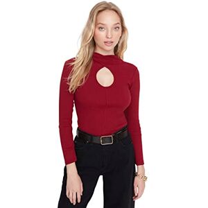 Trendyol Dam dam figursydd bodycon stående krage stickad blus skjorta, vinröd, L, Vinröd, L Trendyol Dam dam figursydd bodycon stående krage stickad blus skjorta, vinröd, L, Vinröd, L