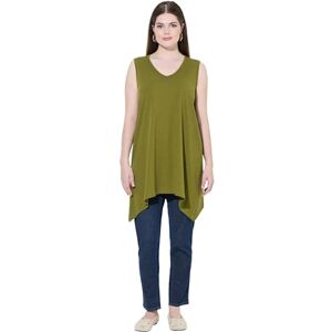 Ulla Popken damer stora storlekar överdimensionerade plus size longtop, dragkedja fåll, A-linje, V-hals, ekologisk bomull, Bladgrön, 46-48 Ulla Popken damer stora storlekar överdimensionerade plus size longtop, dragkedja fåll, A-linje, V-hals, ekologisk bomull, Bladgrön, 46-48
