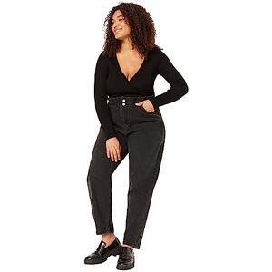 Trendyol dam rak hög midja plus size jeans, antracit, 42 Trendyol dam rak hög midja plus size jeans, antracit, 42