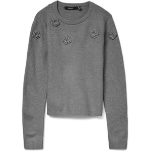 VERO MODA Vmrose Ls O-hals tröja Boo, Medium grå melerad, XS VERO MODA Vmrose Ls O-hals tröja Boo, Medium grå melerad, XS