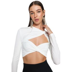 Trendyol damer raka långa ärmar midja blus, ecru, 38 Trendyol damer raka långa ärmar midja blus, ecru, 38