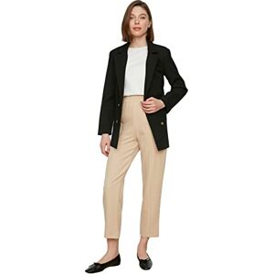 Trendyol Dam platta skurna vävda byxor med slitna byxor, beige, 38 Trendyol Dam platta skurna vävda byxor med slitna byxor, beige, 38