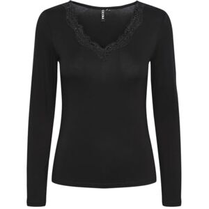 PIECES Damer Pcbarbera Ls Lace Top Noos Bc långärmad tröja, svart, M PIECES Damer Pcbarbera Ls Lace Top Noos Bc långärmad tröja, svart, M